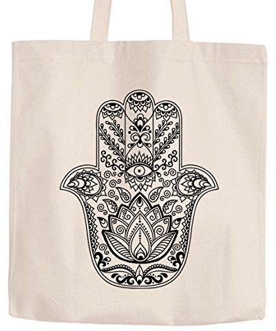 Jutebeutel Hamsa Fatimas Hand Hand der Fatima Boho Bohamian Baumwolltasche Stoffbeutel Autiga® natur unisize