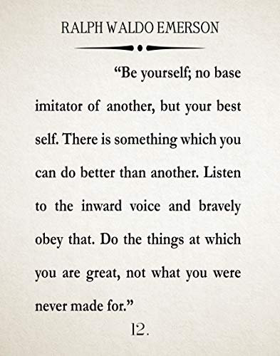 Be Yourself Quote Ralph Waldo Emerson Book Poster Motivation Quote Inspiring Quote Book Poster Literary Poster Literature Print Book Art (11.7 x 1.5 (A3), Ivory)