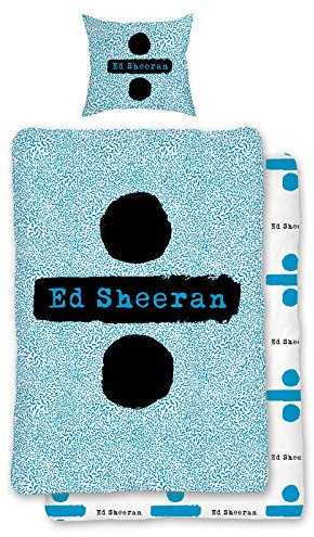 Ed Sheeran Bettwäsche 135x200 80x80 Kissen-Bezug 100% Baumwolle Wende-Bettwäsche Set Teenager | Bettbezug Öko-Tex Standard Deutsche Größe [Reißverschluss]