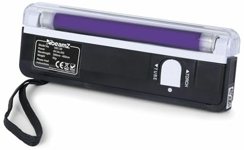 BeamZ Blacklight - Linterna UV portátil T5 4W - Doble función luz UV y LED