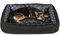 SuperKissen24. Hundebett Hundekorb Hundesofa Tierbett für Kleine, Mittlere und Grosse Hunde - Waschbar - Größe L - Schwarz und Grau - Pfoten aus flachs