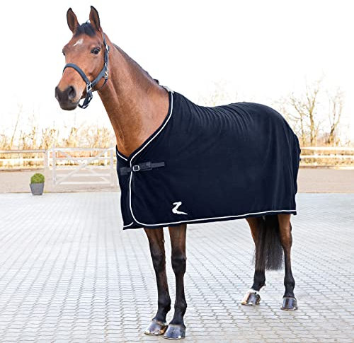 Horze Fleece Turnier Abschwitzdecke Pferdedecke, Decke fur Pferd, Blau, 125