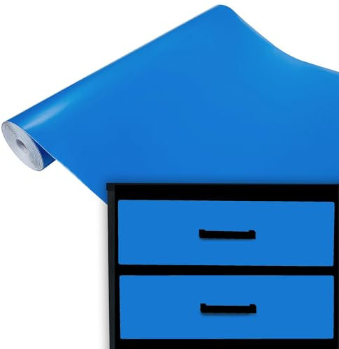 DecoMeister Klebefolie Möbel 45x100 cm | Selbstklebende Möbelfolie in matten und glänzenden Farben | Klebefolie für Möbel - einfache Anwendung und stilvolle Umgestaltung | Airblue Matt