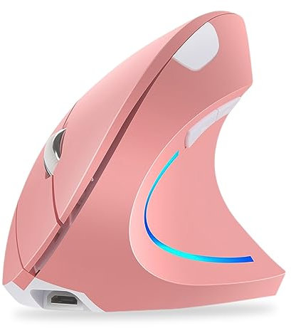 WREWING Vertikale Maus, rechte Hand 2.4GHz ergonomische Rechargeable Wireless Vertical Mouse, 4 einstellbare DPI 800/1200 / 1600/2400, 6 Tasten, kompatibel mit PC, Desktop und MAC(Pulver)