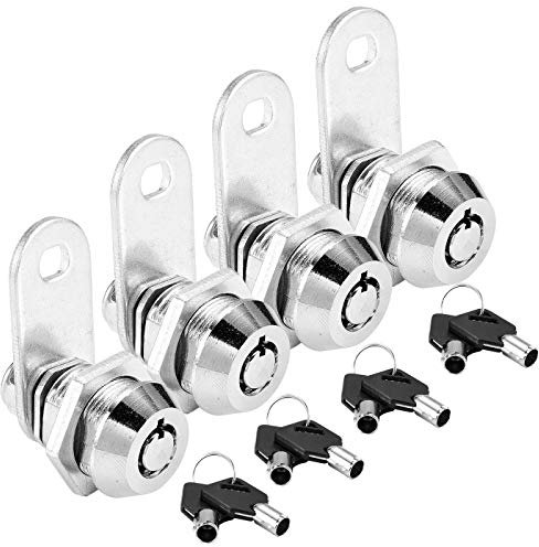 Ksmiley Röhrenförmiges Nockenschloss-Set mit 1,6 cm Zylinder und Chrom-Finish, 4 Stück gleichschließend mit 8 Schlüsseln, Cam für Schrankschloss, sichern Sie wichtige Dateien und Schubladen.