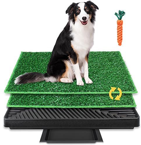 BRIAN & DANY Dog Toilet Tray with Two Artificial Grass Mats and Portable Dog Litter Tray for Indoor/Outdoor, 63cm x 51cm
