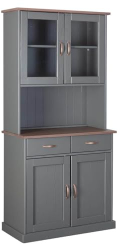 AltoBuy Melina - Buffet Vaisselier 4 Portes 2 Tiroirs Coloris Gris