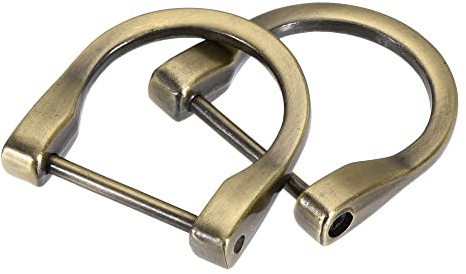 sourcing map 29mm (1,14) U Forme Fer Cheval Anneaux en D Visser Manille Boucle pour Bricolage Artisanat Clair Bronze 2pcs