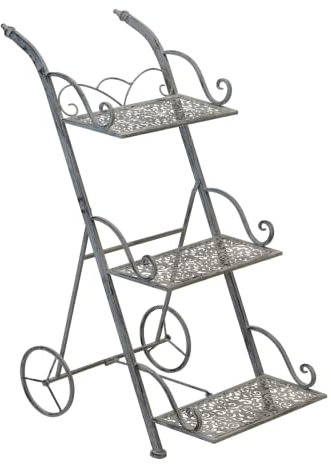 Lesli Living Etagere Blumenständer Pflanzenständer Schubkarre Metall grau