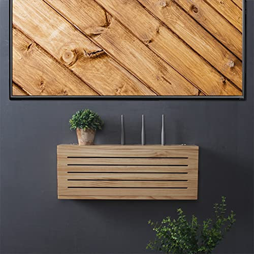 WLAN-Router-Aufbewahrungsbox, Massivholz, an der Wand befestigtes Kopfteil-Regal, schwebende Regale, an der Wand befestigte Medienkonsole für Schlafzimmer, Wohnzimmer, Büro ( Size : 52.5x10x20cm )