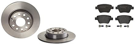 Brembo 08.B413.11 Hintere Bremsscheibe mit UV Lackierung, Anzahl 2 & P 85 114 Bremsbelagsatz, Scheibenbremse - (4-teilig)