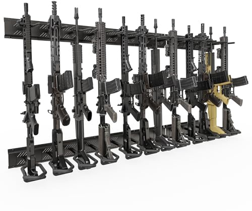 Nonkky Gun Rack Wall Mount, Adjustable Heavy Duty Steel Gun Rack for Wall, Indoor Gun Racks 4/8/12 Slot Rifle Rack Stand