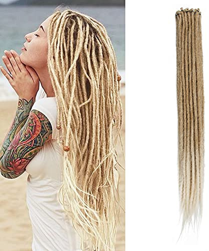 Thin 0.6cm Synthetic Dreadlock Extensions Handmade 20Inch 20 Strands Crochet Hair Long Crochet Braids Hip-Hop Style Soft Dreads Hair Extensions(MT27-613#)