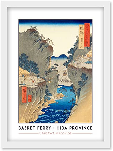 Wee Blue Coo Basket Ferry Hida Province Utagawa Hiroshige Japanese Woodblock Classic Collection Artwork Framed Wall Art Print A4