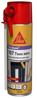 SIKA - Mousse polyuréthane expansive multi-usage Boom-107 Tous sens blanc - Isolation, calfeutrage et remplissage - 20L d’expansion - 500 ml