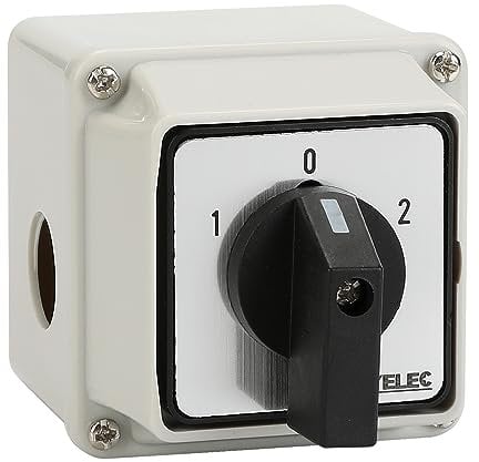 JOYELEC Commutatore selettore a camma rotante universale JYLW26-20 660V 20A Interruttore selettore 1-0-2(ON-OFF-ON) 3 posizioni Rotary Cam Control 2 fasi 8 Morsetti Scatola impermeabile IP65