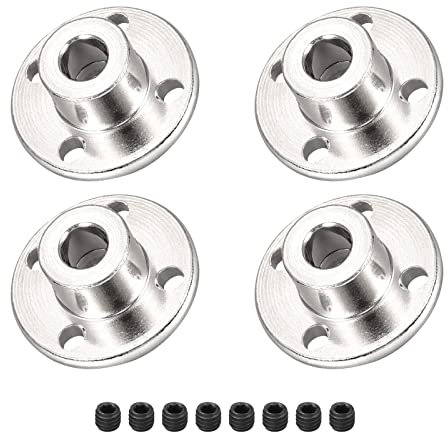 DMiotech 4 Pack 8mm Innen Durchmesser H13xD16 Flansch Kupplung Anschluss Starre Leitfaden Welle Unterstützung Kuppler Welle Kupplung mit Schrauben für DIY RC Modell Motoren Silber