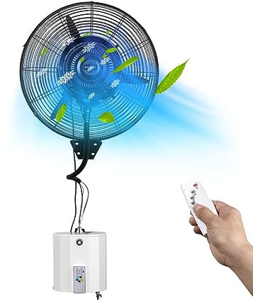 Ventilatore A Parete Per Esterni Con Kit Di Nebulizzazione, 3 Pale, Ventola Di Nebulizzazione Da 28/32 Pollici Con Serbatoio Autonomo, Dispositivo Di Raffreddamento Della Palude Per Uso Commerciale