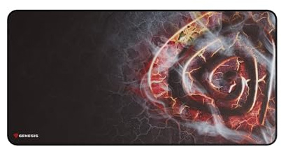 Genesis Carbon 500 Maxi Lava G2 Gaming Mauspad XXL, Große Schreibtischunterlage (900x450mm), Wasserfest, Anti-Rutsch Gummi, Genähte Ränder, Speed Oberfläche für Laser & Optische Maus, Rot/Schwarz