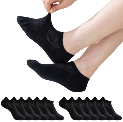 Niofind Chaussette Femme, Chaussettes Basses Courte Femme sans Couture, Lot de 6 Paires Chaussettes Femmes en Coton Respirant et Anti-transpiration, Noir 39-42