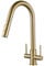 Kitchen Sink Mixer Tap with Pull Out Spray, NewEast Brushed Gold Kitchen Tap, Modern Swan Neck Dual Lever Pull Down Kitchen Faucet