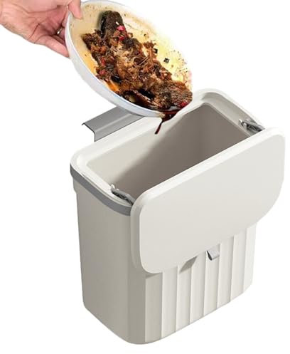 usefulbeauty Poubelle Murale avec Couvercle,Poubelle Murale - Poubelle pour Salle de Bain - Poubelle Murale avec Couvercle, Poubelle à Couvercle Coulissant, Poubelle Suspendue à Porte d'armoire de