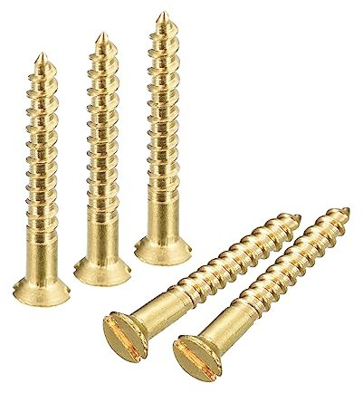 sourcing map Vis à Bois en Laiton, 40Pcs M2 x 16mm Vis Autotaraudeuse à Tête Plate à Entraînement Fendu, Fraisée pour Meubles de Menuiserie