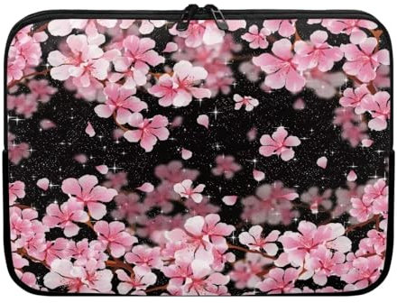 xixirimido Sac pour ordinateur portable pour femme - Motif fleurs de cerisier - Grande pochette de transport portable de 17