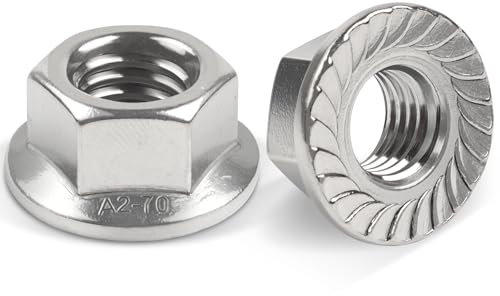 5 Stück Flanschmuttern M12, Jeboler M12 Muttern Edelstahl DIN 6923 Sechskantmutter mit Flansch und Sperrverzahnung Bundmutter, Sperrzahnmuttern Gezahnte Sechskantmuttern für Fahrradwartung etc.