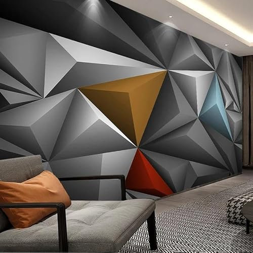 LUXINSHISU Selbstklebende PVC Fototapete 3d Wohnzimmer Tapete dreidimensionale bunte Geometrie TV Hintergrund Wand Schlafzimmer Wand Kunst Aufkleber