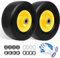 budrash 9x3.50-4 Flat Free Tires, Lawn Mower Wheels Fits for King Kutter Finish/Zero-Turn Mower/Tractors/Wheelbarrows/Garden Carts, 3/4 or 5/8 Bushing, 3.4-4''-4.5''-5 Centered Hub, 2 Pack
