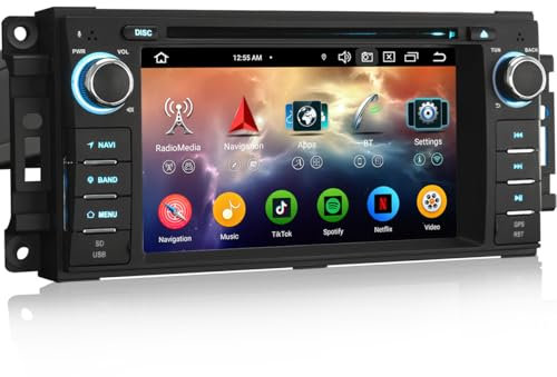 erisin [4+64GB] 8 Kern Android 13 Autoradio Navi für Jeep Kompass Wrangler Dodge Challenger Chrysler Carplay Android Auto GPS Sat NAV DSP Bluetooth 5.0 WiFi RDS Radio DVD Player