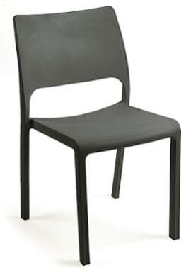 METRO Professional Gartenstuhl Breva, Polypropylen, 46.5 x 52.5 x 82 cm, Stapelbar, Wetterfest, 130 kg Tragkraft, Anthrazit