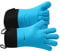GEEKHOM Silicone BBQ Gloves X-Large, Heat Resistant Kitchen Oven Mitts, Waterproof Oven Gloves, BBQ Grill Accessories for Baking, Fryer, Smoker, Weber, Microwave, Non-Slip Oil Resistant, Blue