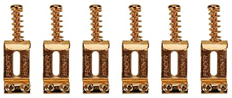 RuiJOTWAT Paquete de 6 silletas de puente de trémolo con rodillos para guitarras eléctricas Strat Stratocaster y Tele Telecaster, níquel dorado