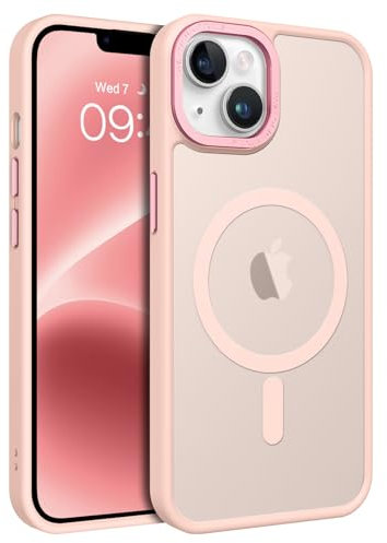 GaoBao Cover Magnetica per iPhone 13/iPhone 14, [Compatibile con MagSafe] Custodia Traslucida Opaca Protettiva Sottile Antiurto Retro Resistente Anti-Scivolo Case per iPhone 14 e iPhone 13,Rosa Chiaro