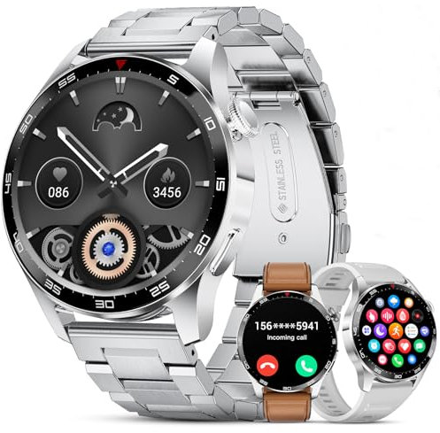 FOXBOX Smartwatch Herren Bluetooth Telefonfunktion,120+ Sport Modi Smart Watch mit Herzfrequenz Kalorien Blutsauerstoff Schlafmonitor,Android iOS 400mAh
