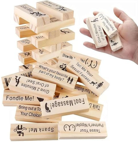Fgbetcv Dirty Block Tower Spiel für Erwachsene, Paarspiele für Erwachsene, Holzturm, Stapelblöcke, Spiel für Date, Nacht, Ideen für Liebhaber, Trinkspiele