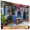 TRIOSK Sichtschutz Garten Deko Zaun Plane Blickdicht groß mit Zaunblende Motiv Landhaus Terrasse Mediterran für Balkon Terrasse Zaunelement Doppelstabmatten Gartenzaun PVC 250x150 cm