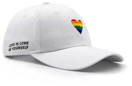 LGBT Stolz Baseballmütze für Männer Frauen, Homosexuell Lesbian Liebe Bestickt Regenbogen Herz Hut schwarz, weiß
