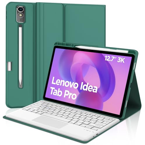 JADEMALL Tastiera con Touchpad per Lenovo Idea Tab Pro 2025 12.7, Italiano QWERTY Tastiera Bluetooth Magnetica Staccabile con Trackpad per Lenovo Idea Tab Pro 2025, Verde scuro