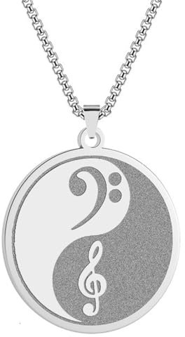 GZHENGZG Herren Halskette, Damen Schmuck Violinschlüssel und Bass Schlüssel Halskette für Frauen Männer Anhänger Kette Schmuck Geschenk für Musiker Geschenk