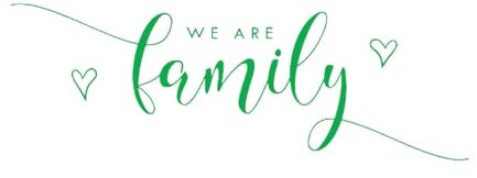 Wandbild und Wandaufkleber aus Vinyl, Familie, „We Are A Family“, Text „Love“, 34,5x98,4cm Wandoberfläche nicht beschädigen, groß, grün