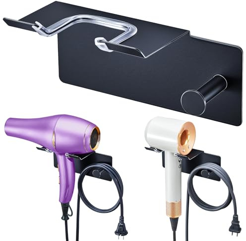 XILIMOR Föhnhalter Ohne Bohren, Fön Halterung, Fönhalter Wand Ohne Bohren Metall, Selbstklebend Haartrocknerhalter, Föhnhalter Wandhalterung, Fönhalterung für Bad Schlafzimmer Barbershop Hotel