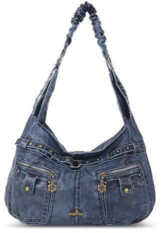 Angel Kiss - Große Hobo-Taschen für Damen, Veganes Leder, Schultertasche mit Mehreren Fächern, Designer-Handtasche mit Nieten
