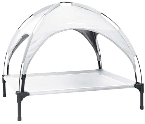 vidaXL Hundebett 104 x 86 x 84,5 cm Stahl Silber Grau | Lässt Luft zirkulieren mit haustierfreundlichem Stoff, Hart genug für intensiven Gebrauch, perfekt für starke Haustiere,