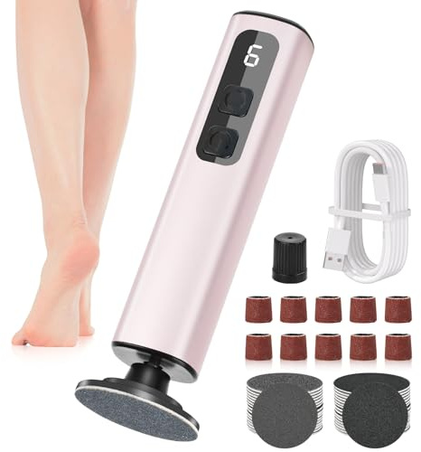 Electric Foot File Hard Skin Remover, 2-in-1 Professional Callus Remover for Feet, 9 Adjustable Speed Electric Foot Sander Pedicure Pedicure Tools for Dry Dead Skin Cracked Heels Calluses (Pink)