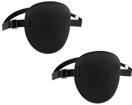 2 Stück Augenklappe Erwachsene Kinder Augenpflaster Augenklappe Schwarz Verstellbar Einzelne Augenmaske Cosplay Piraten Augenmaske Augenklappes Täglicher Gebrauch (Schwarz)