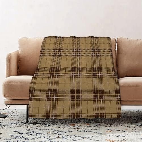 JYLYZZIN Couvertures et Plaids 76 x 100 cm Couverture en Flanelle, Couverture Chaude de Canapé, Jete de lit, Motif à Carreaux Marron sans Couture