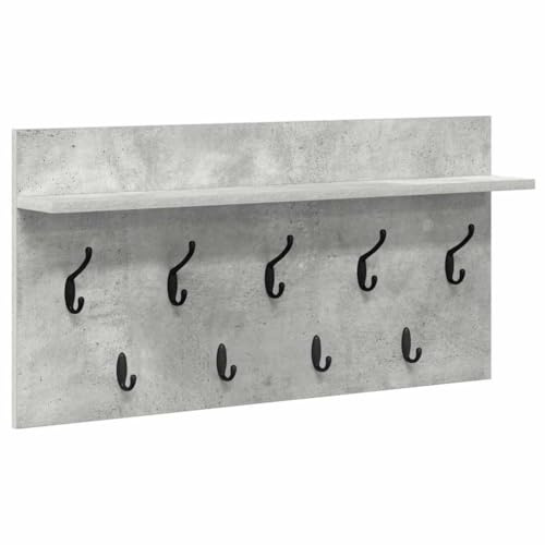 vidaXL Wand-Kleiderständer in Beton Grau. Aus Holzwerkstoff, Maße: 80 x 40 x 12 cm. Mit anpassbaren Haken und platzsparendem Design. Ideal für drinnen,